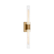 Visual Comfort 4665002 Keaton 2-lt 30" Tall Bath Sconce - Satin Brass/Clear Crackle Glass