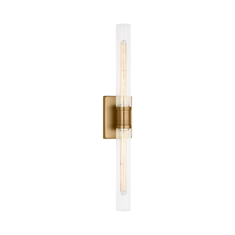 Visual Comfort 4665002 Keaton 2-lt 30" Tall Bath Sconce - Satin Brass/Clear Crackle Glass