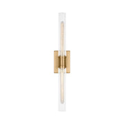 Visual Comfort 4665002 Keaton 2-lt 30" Tall Bath Sconce - Satin Brass/Clear Crackle Glass