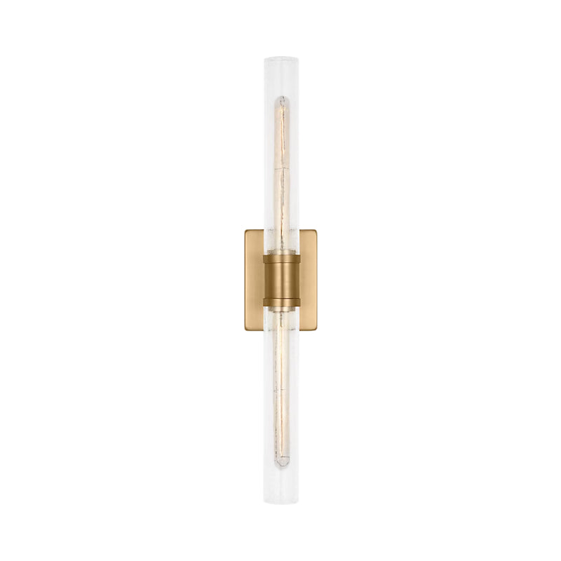 Visual Comfort 4665002 Keaton 2-lt 30" Tall Bath Sconce - Satin Brass/Clear Crackle Glass