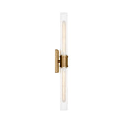 Visual Comfort 4665002 Keaton 2-lt 30" Tall Bath Sconce - Satin Brass/Clear Crackle Glass