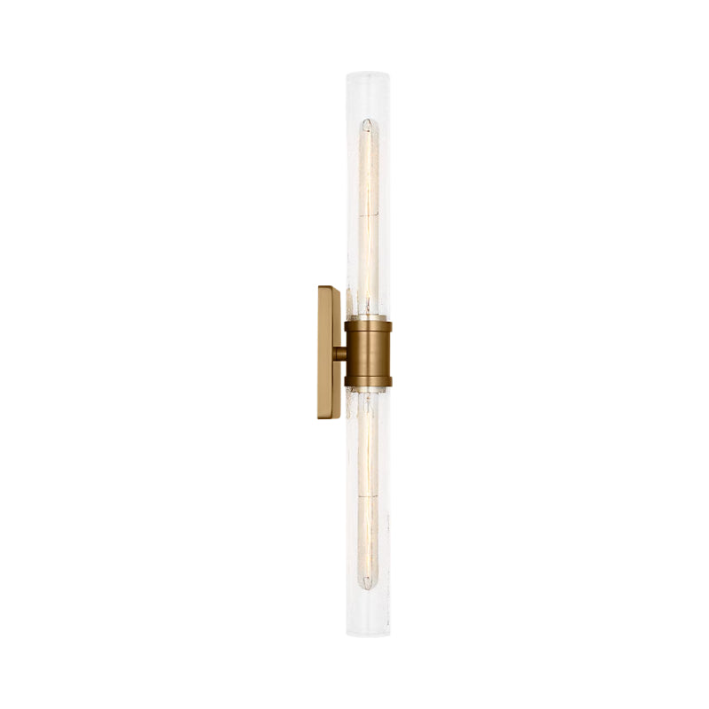 Visual Comfort 4665002 Keaton 2-lt 30" Tall Bath Sconce - Satin Brass/Clear Crackle Glass