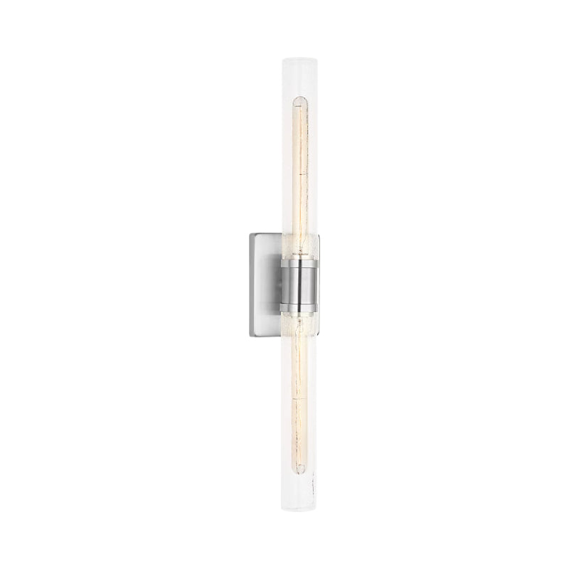 Visual Comfort 4665002 Keaton 2-lt 30" Tall Bath Sconce - Brushed Nickel/Clear Crackle Glass