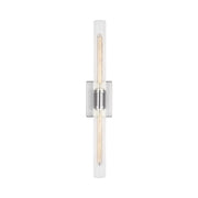 Visual Comfort 4665002 Keaton 2-lt 30" Tall Bath Sconce - Brushed Nickel/Clear Crackle Glass