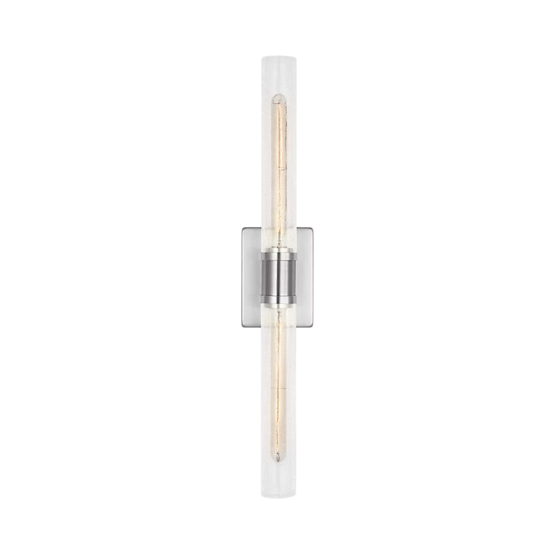 Visual Comfort 4665002 Keaton 2-lt 30" Tall Bath Sconce - Brushed Nickel/Clear Crackle Glass