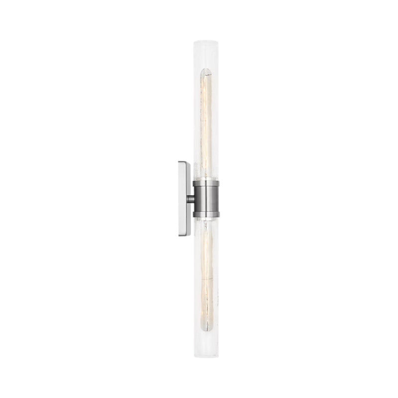 Visual Comfort 4665002 Keaton 2-lt 30" Tall Bath Sconce - Brushed Nickel/Clear Crackle Glass