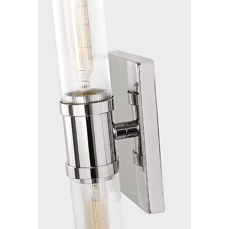 Visual Comfort 4665002 Keaton 2-lt 30" Tall Bath Sconce - Chrome/Clear Fluted Glass