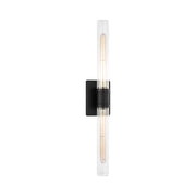 Visual Comfort 4665002 Keaton 2-lt 30" Tall Bath Sconce - Midnight Black/Clear Fluted Glass