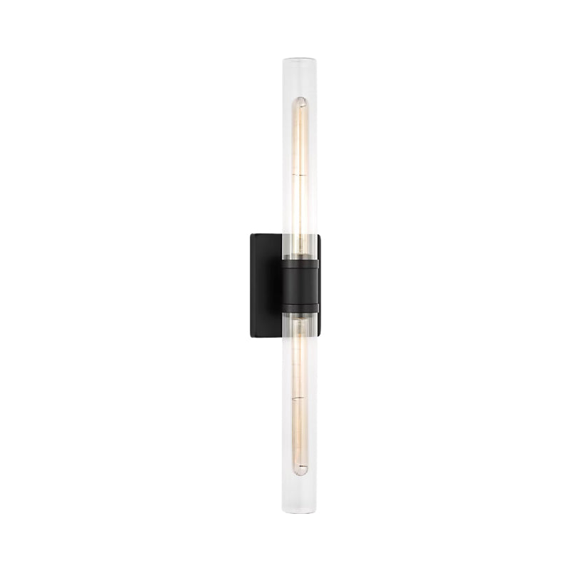 Visual Comfort 4665002 Keaton 2-lt 30" Tall Bath Sconce - Midnight Black/Clear Fluted Glass