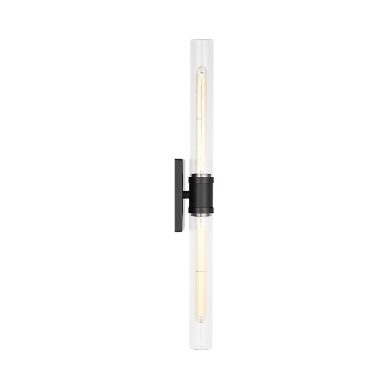 Visual Comfort 4665002 Keaton 2-lt 30" Tall Bath Sconce - Midnight Black/Clear Fluted Glass