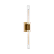 Visual Comfort 4665002 Keaton 2-lt 30" Tall Bath Sconce - Satin Brass/Clear Fluted Glass