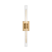 Visual Comfort 4665002 Keaton 2-lt 30" Tall Bath Sconce - Satin Brass/Clear Fluted Glass