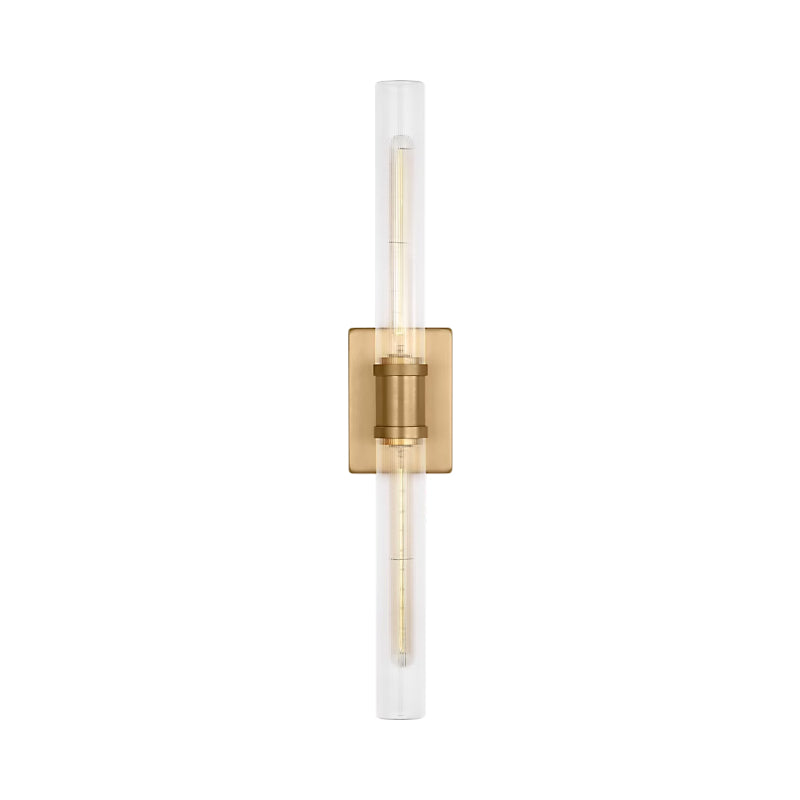 Visual Comfort 4665002 Keaton 2-lt 30" Tall Bath Sconce - Satin Brass/Clear Fluted Glass