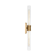 Visual Comfort 4665002 Keaton 2-lt 30" Tall Bath Sconce - Satin Brass/Clear Fluted Glass
