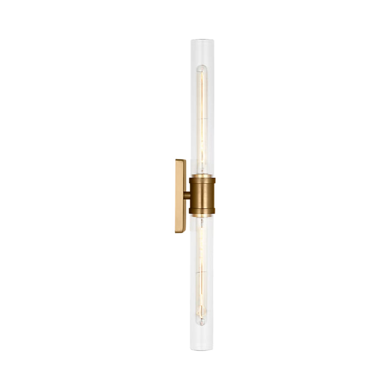 Visual Comfort 4665002 Keaton 2-lt 30" Tall Bath Sconce - Satin Brass/Clear Fluted Glass