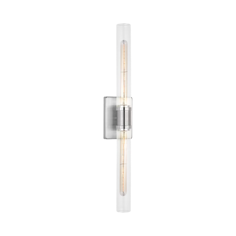 Visual Comfort 4665002 Keaton 2-lt 30" Tall Bath Sconce - Brushed Nickel/Clear Fluted Glass