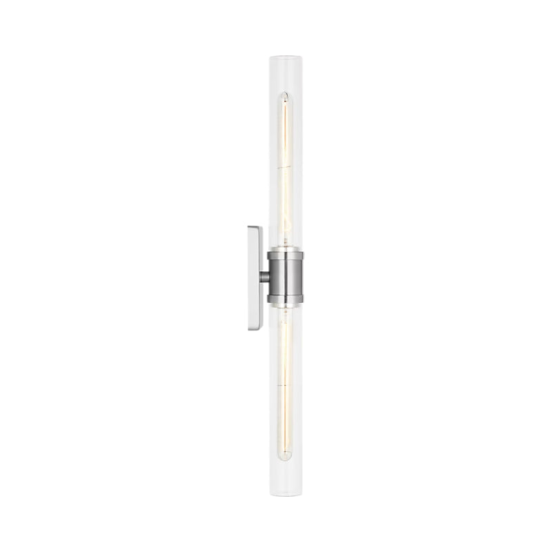 Visual Comfort 4665002 Keaton 2-lt 30" Tall Bath Sconce - Brushed Nickel/Clear Fluted Glass