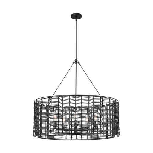 Visual Comfort TFC1155 Winslow 5-lt 36" LED Large Hanging Shade Chandelier - Aged Iron