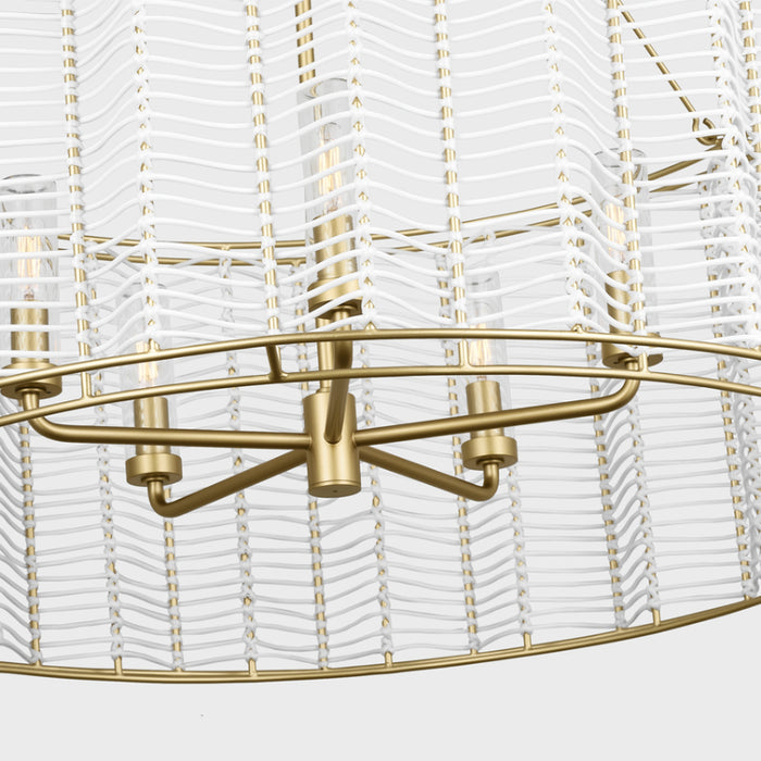 Visual Comfort TFC1155 Winslow 5-lt 36" LED Large Hanging Shade Chandelier - Burnished Brass