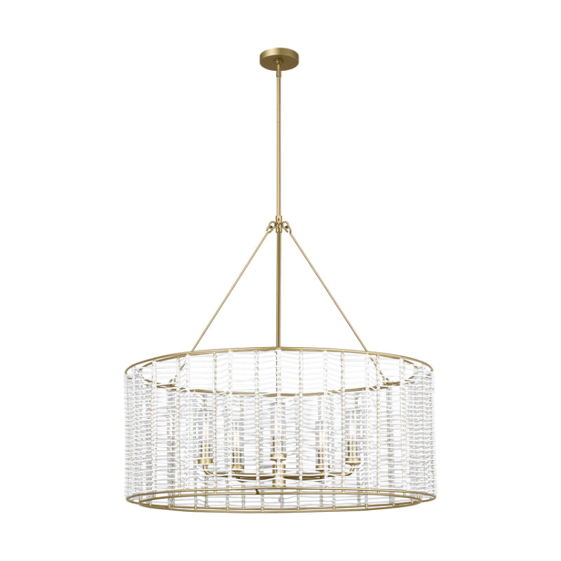 Visual Comfort TFC1155 Winslow 5-lt 36" LED Large Hanging Shade Chandelier - Burnished Brass