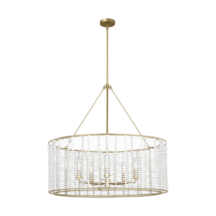 Visual Comfort TFC1155 Winslow 5-lt 36" LED Large Hanging Shade Chandelier - Burnished Brass