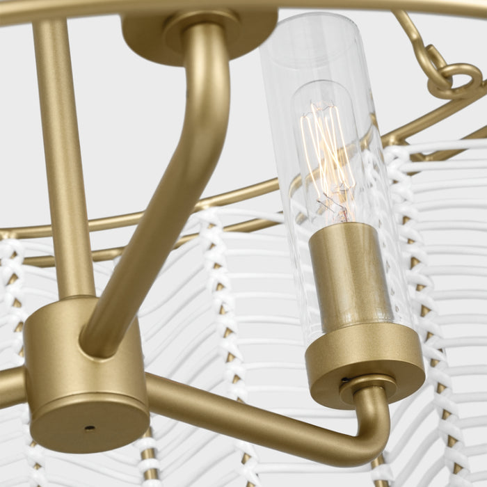 Visual Comfort TFC1163 Winslow 3-lt 24" LED Medium Hanging Shade Chandelier - Power-Coated Brass