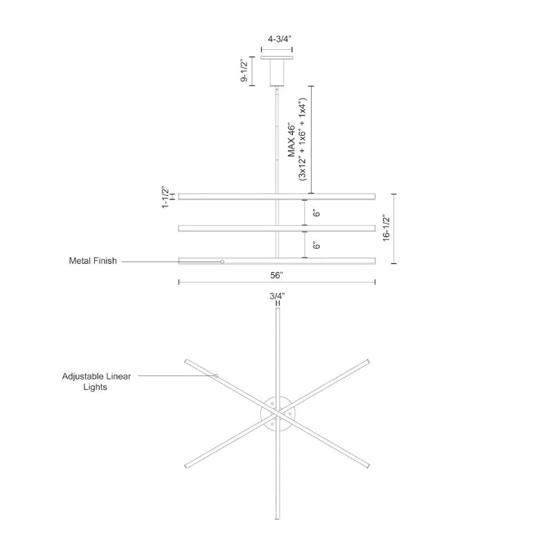 Kuzco CH10356 Vega 3-lt 56" LED Chandelier