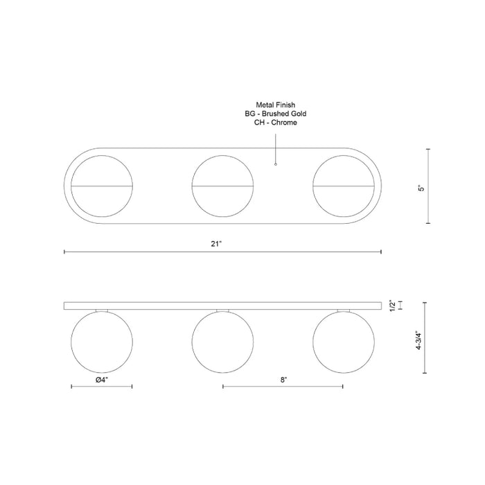 Kuzco VL47321 Pluto 3-lt 21" LED Vanity