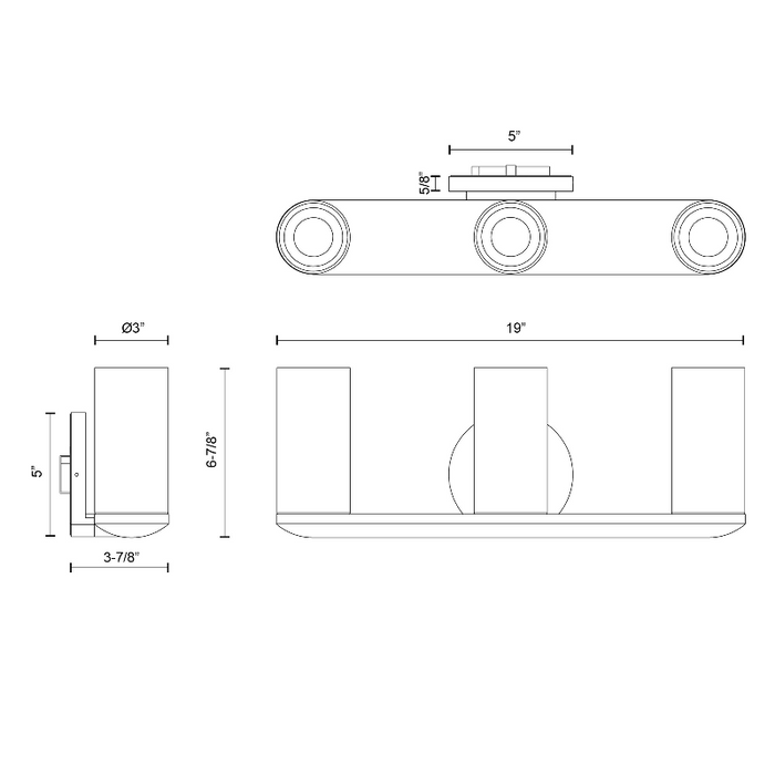 Kuzco VL53519 Birch 3-lt 19" LED Vanity