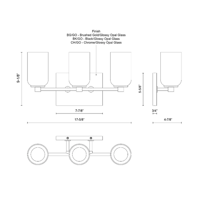 Kuzco VL57718 Nola 3-lt 18" Vanity Light