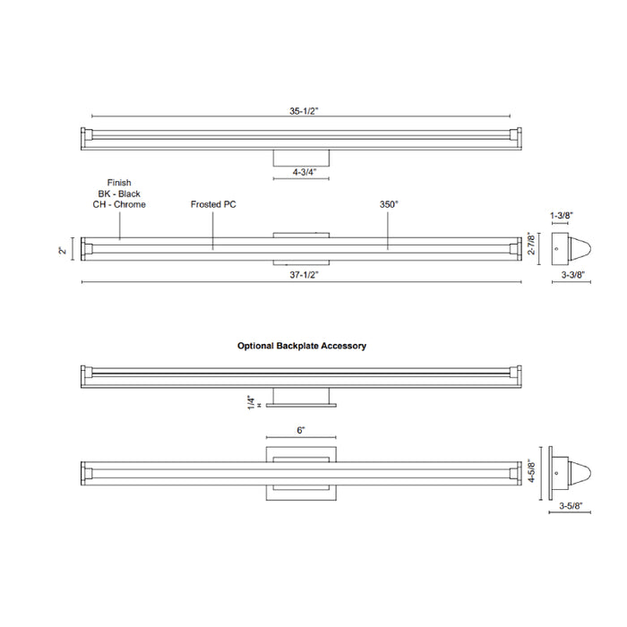 Kuzco VL60637 Plymouth 37" LED Vanity