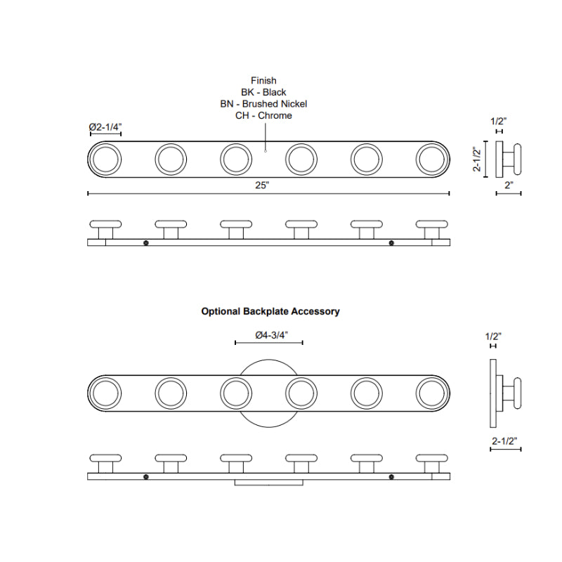 Kuzco VL63425 Rezz 6-lt 25" LED Vanity