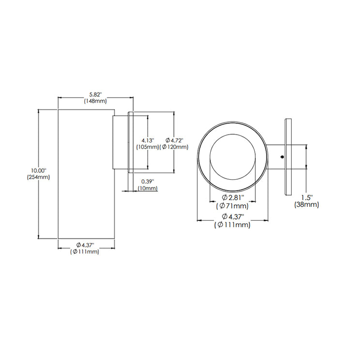 Eurofase WHSW-BR10 Whiskey Broad 10" 13W LED Cylinder, Wall Mount, Clear Diffuser