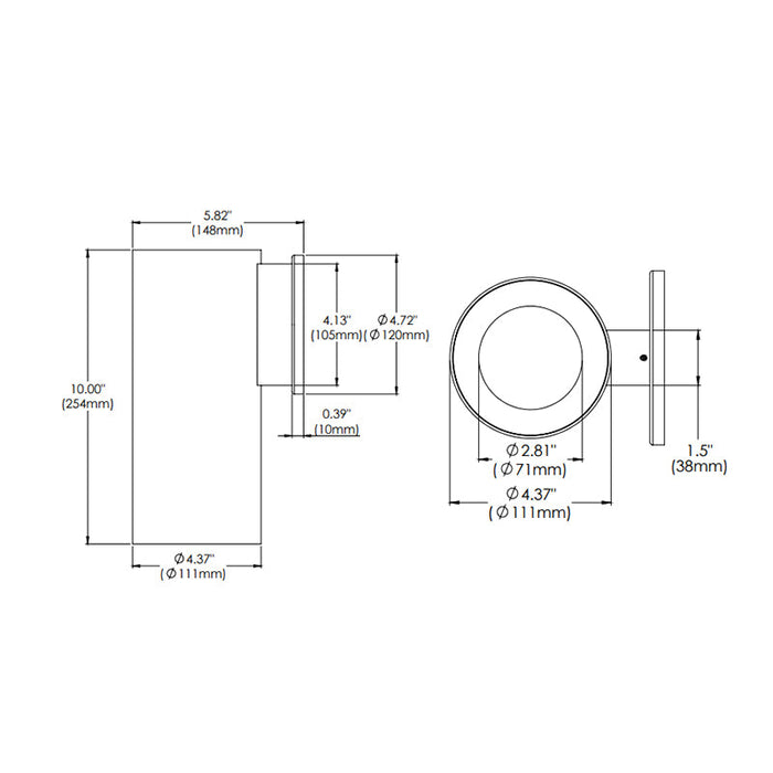 Eurofase WHSW-BR10 Whiskey Broad 10" 26W LED Cylinder, Wall Mount, Clear Diffuser