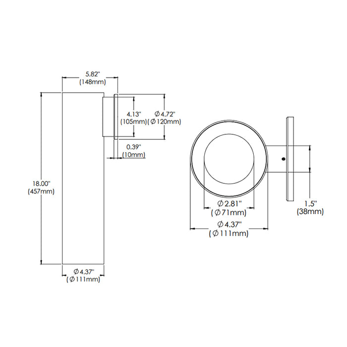 Eurofase WHSW-BR18 Whiskey Broad 18" 13W LED Cylinder, Wall Mount, Clear Diffuser