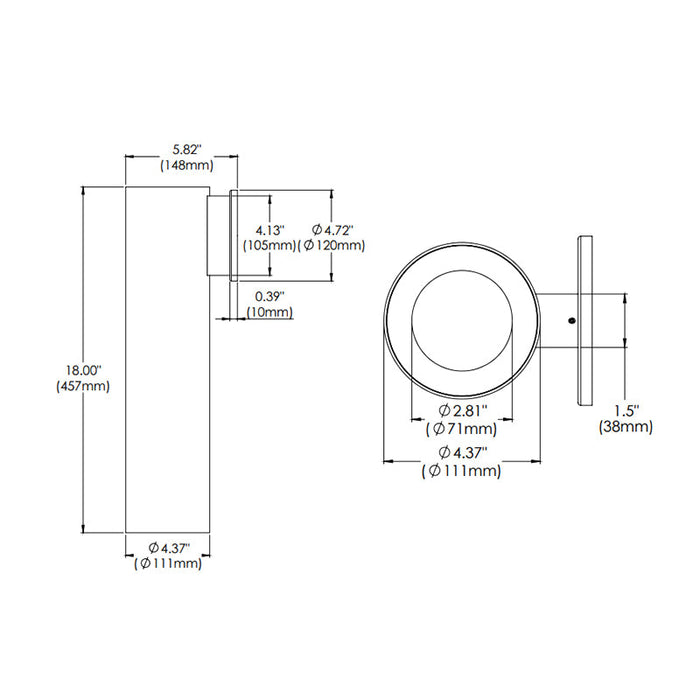 Eurofase WHSW-BR18 Whiskey Broad 18" 26W LED Cylinder, Wall Mount, Clear Diffuser