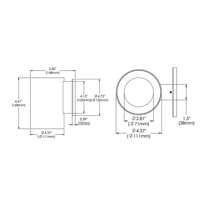 Eurofase WHSW-BR6 Whiskey Broad 6" 13W LED Cylinder, Wall Mount, Clear Diffuser