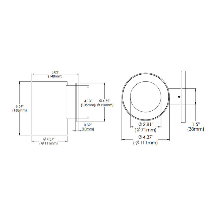 Eurofase WHSW-BR6 Whiskey Broad 6" 26W LED Cylinder, Wall Mount, Clear Diffuser