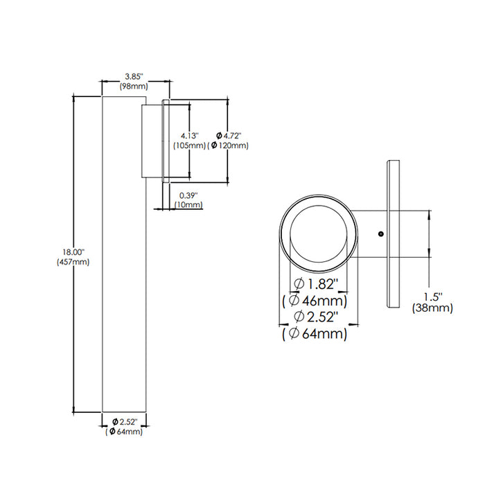 Eurofase WHSW-SL18 Whiskey Slim 18" 13W LED Cylinder, Wall Mount, Clear Diffuser