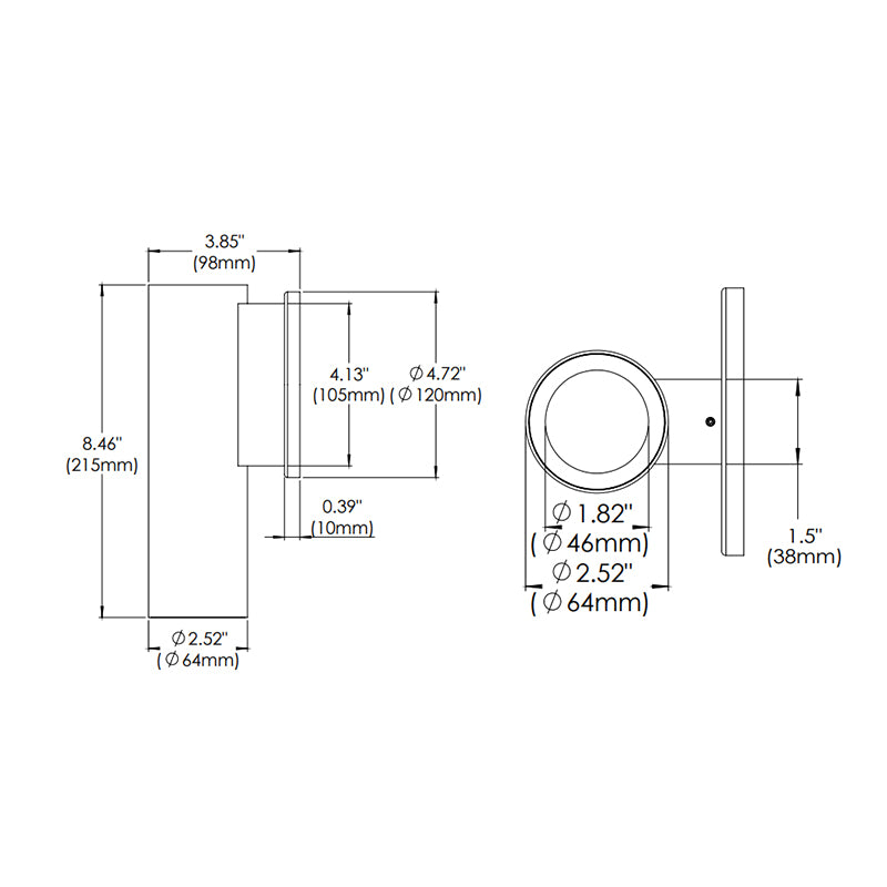 Eurofase WHSW-SL8 Whiskey Slim 8" 13W LED Cylinder, Wall Mount, Clear Diffuser