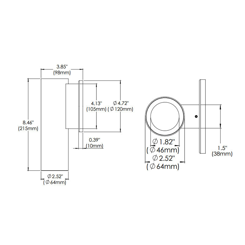 Eurofase WHSW-SL8 Whiskey Slim 8" 13W LED Cylinder, Wall Mount, Solite Diffuser