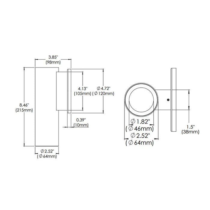 Eurofase WHSW-SL8 Whiskey Slim 8" 13W LED Cylinder, Wall Mount, Solite Diffuser