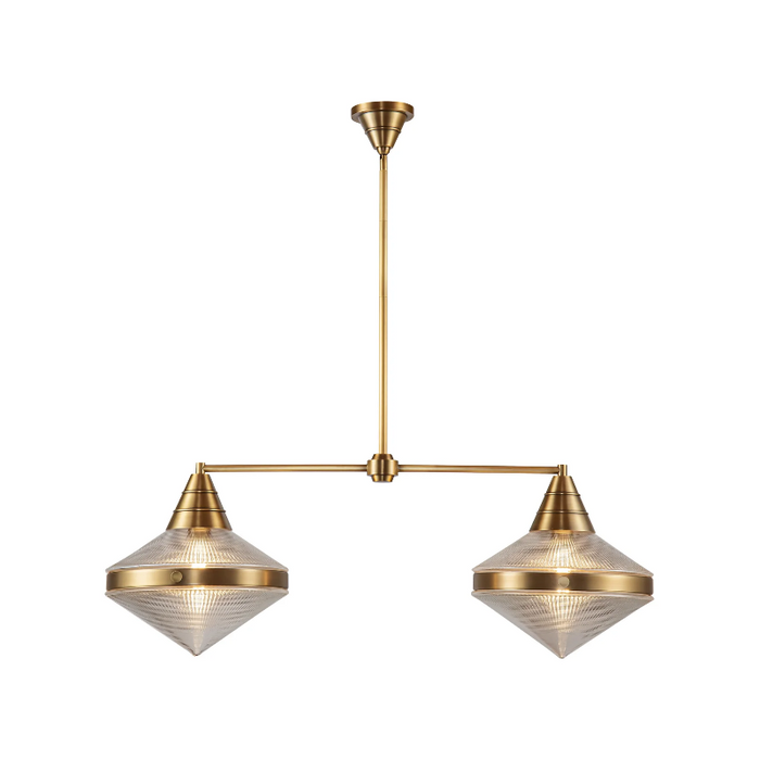 Alora LP348241 Willard 2-lt 41" Linear Pendant - Vintage Brass/Clear Prismatic