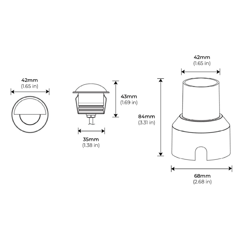 ROC Lighting WL-100 1-lt 2" LED Recessed Outdoor Wall Light