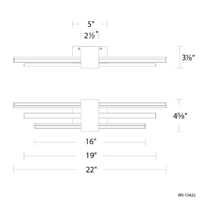 dweLED WS-15422 Melody 3-lt 22" LED Bath Vanity