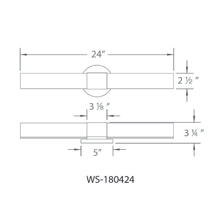 WAC WS-180424 Turbo 1-lt 24" LED Vanity Light, 3000K