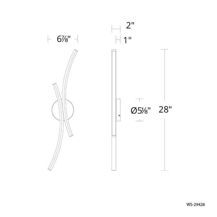 dweLED WS-29428 Tusk 2-lt 28" Tall LED Wall Sconce