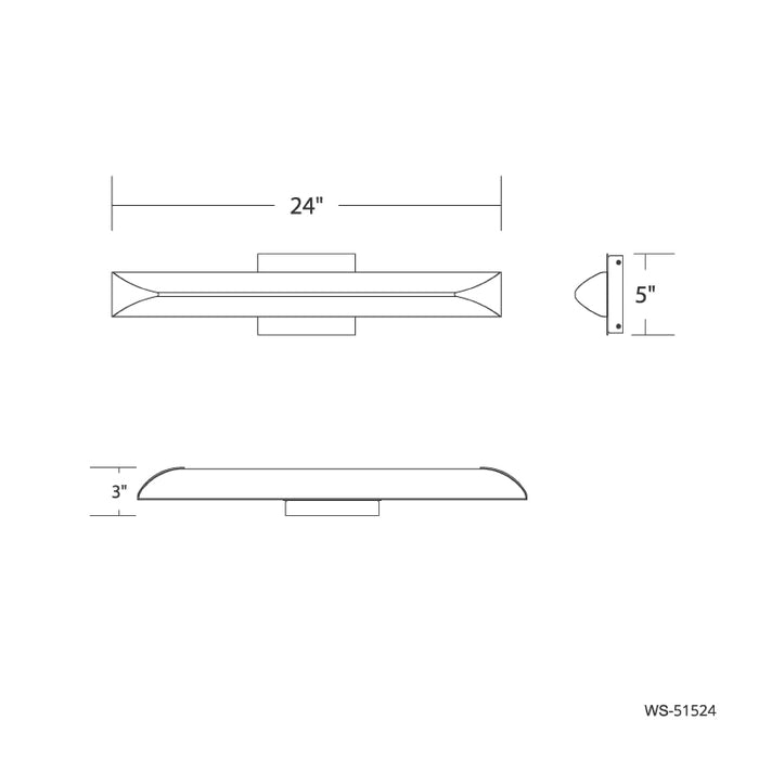 dweLED WS-51524 Straitaway 1-lt 24" LED Bath & Wall Sconce