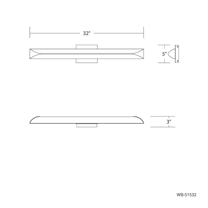 dweLED WS-51532 Straitaway 1-lt 32" LED Bath & Wall Sconce