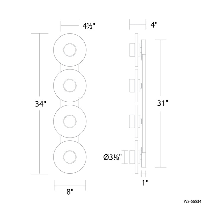 Modern Forms WS-66534 Fresco 4-lt 34" LED Vanity Light